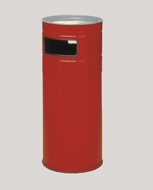 Robuster Kombiascher mit 2-Fach-Einwurf | 104 Liter, HxBxT 99x43,5x43,5cm | Verzinkter Stahl | Rot
