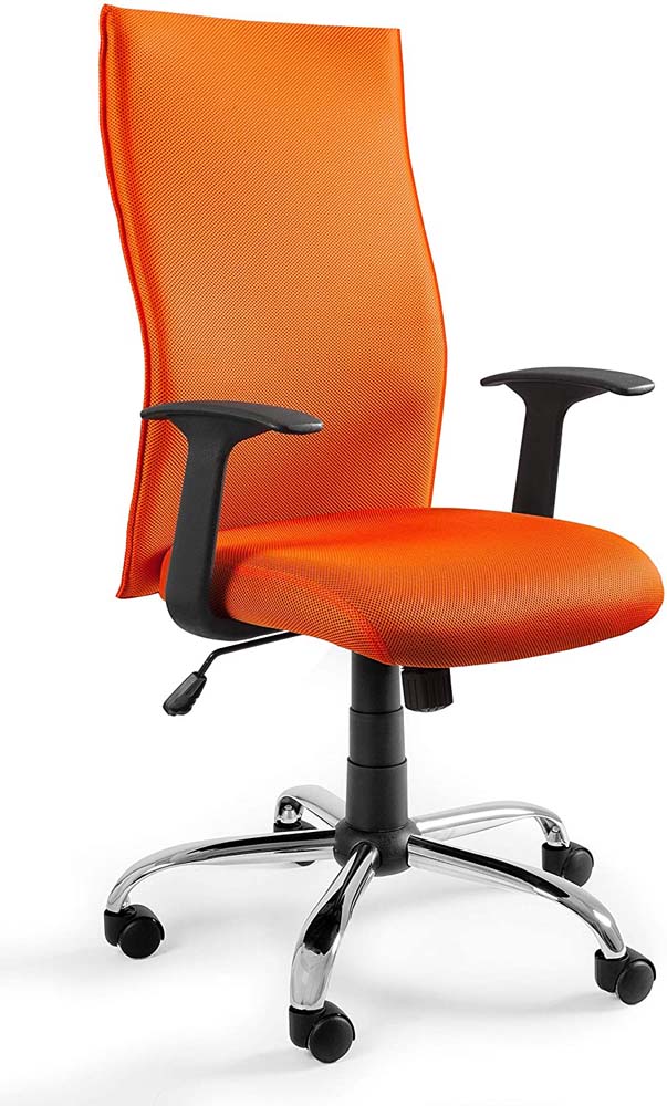 Bürodrehstuhl | Berlin | HxBxT 103-111x52x50cm | Rückenlehne & Sitzpolsterung aus Nylongewebe | Traglast 130kg | Orange