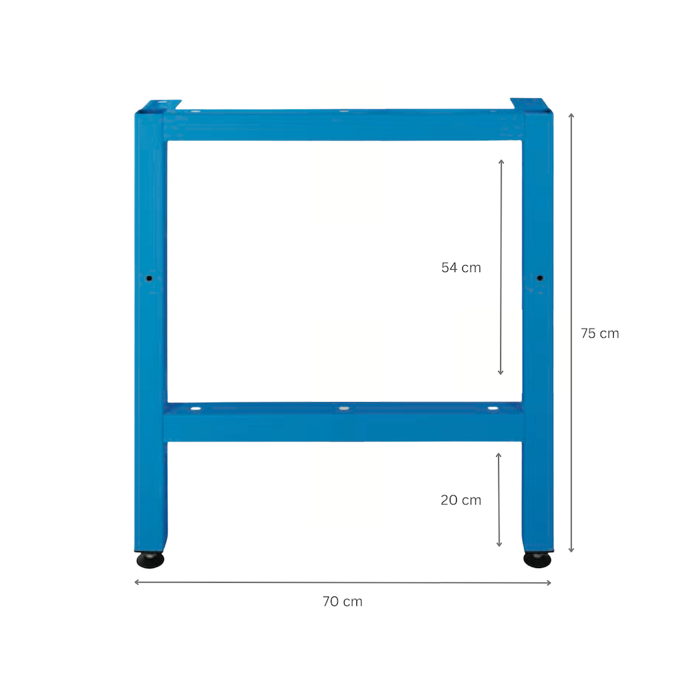 Stabiler Vierkantrohr-Fuß für Werkbank Rhino | HxT 75x70cm | Komplett verschweißt & pulverbeschichtet | 2 Stück | Lichtblau