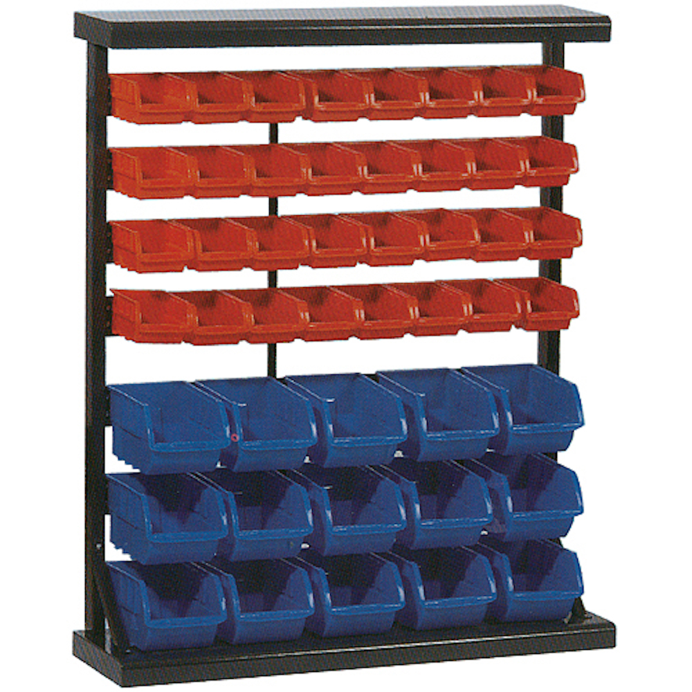 Tinker Sichtlagerkastenregal mit 47 Sichtlagerkästen in zwei Farben und Größen | HxBxT 115x94x30cm | Kleinteileregal, Sortimentsboxen, Sortimentskastenregal, Regalsystem