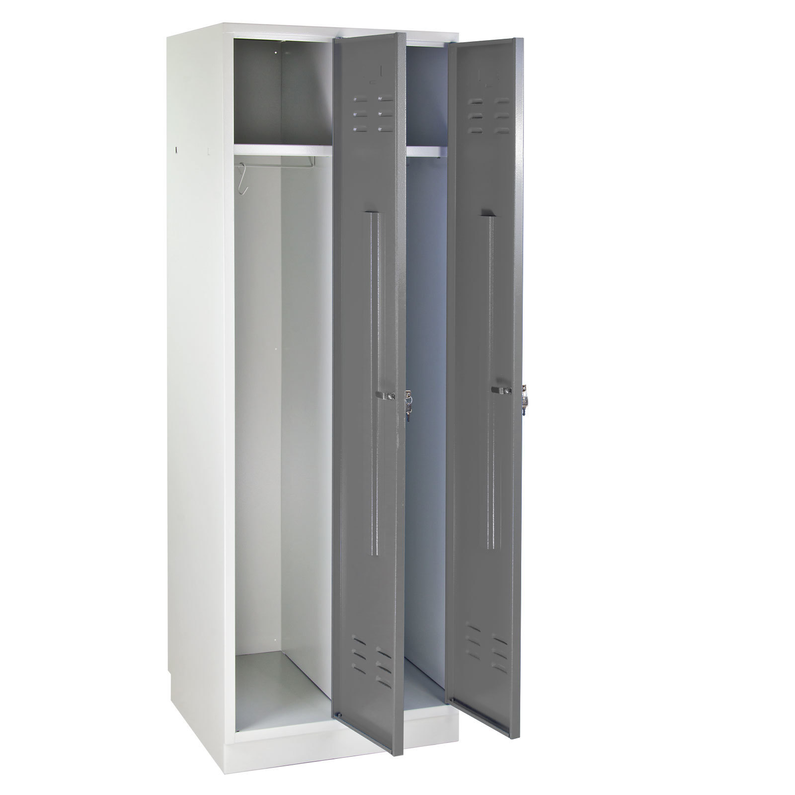 Garderobenschrank Ermine mit 2 Türen | HxBxT 178x60x50cm | Lichtgrau/Grau