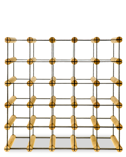 Modulares Weinregal VINOTECA MOD METAL | HxBxT 52,5x52,5x24,5cm | 5x5 Flaschen | Massives Kiefernholz | Natur