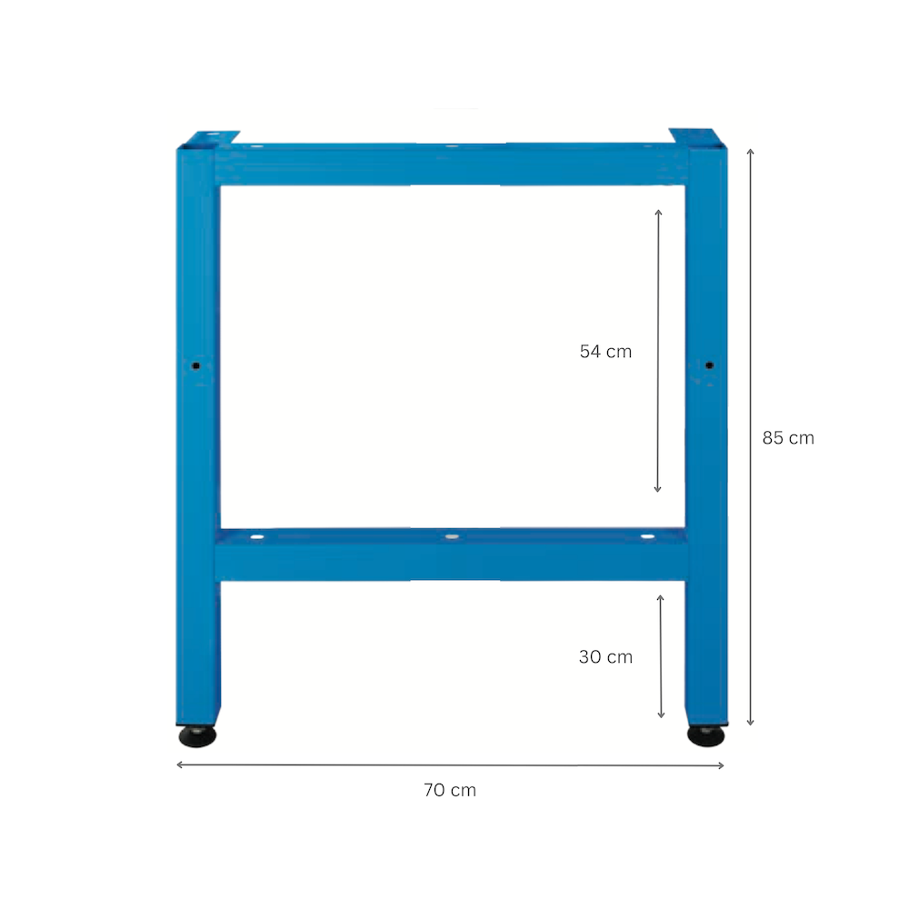 Stabiler Vierkantrohr-Fuß für Werkbank Rhino | HxT 85x70cm | Komplett verschweißt & pulverbeschichtet | 1 Stück | Lichtblau