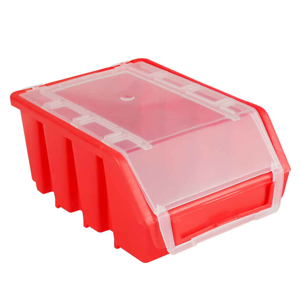 Sichtlagerbox 2 mit Deckel | HxBxT 7,5x11,6x16,1cm | Polypropylen | Rot