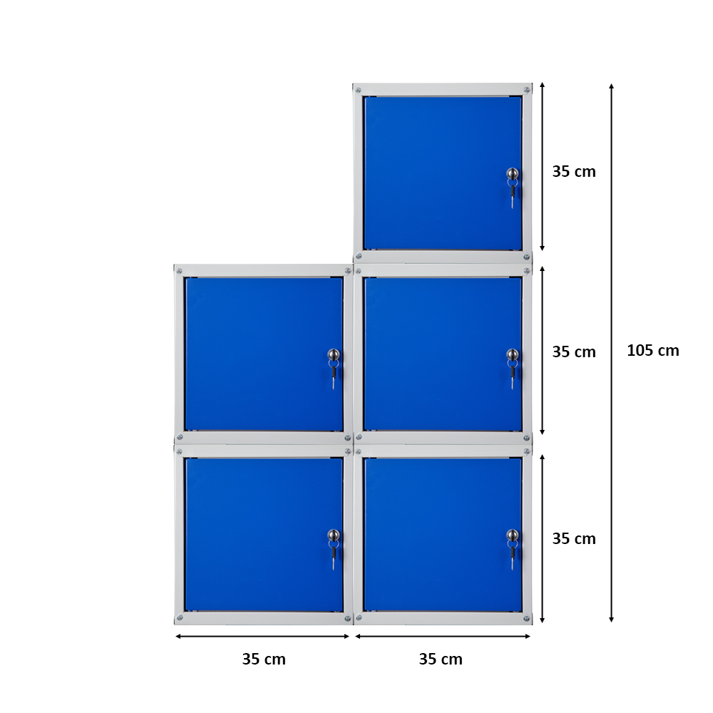 Mega Deal | 5x Schließfachwürfel Cubic | HxBxT 35x35x35 cm | Grau-Blau