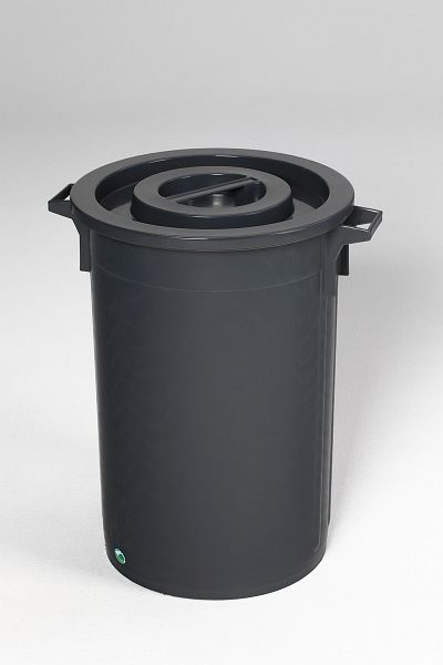 Robuster Abfallsammler mit Deckel | Stapelbar | 45 Liter, HxBxT 48x42x42cm | Kunststoff | Schwarz