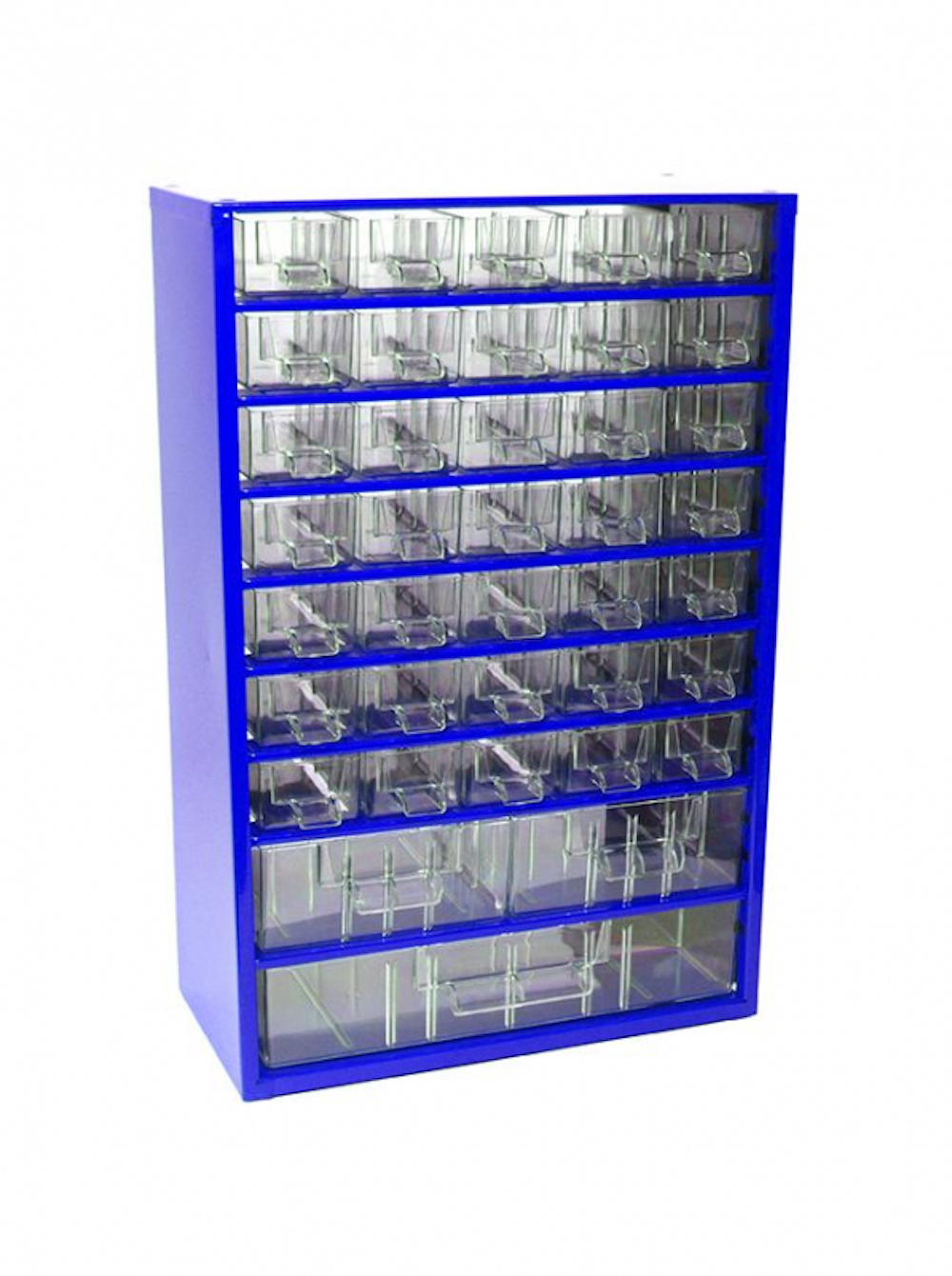 Cosima Kleinteilemagazin mit 38 Schubfächer Metallgehäuse blau | HxTxB: 46x15,5x30,6cm | Kleinteileregal, Sortimentsboxen, Sortimentskastenregal, Regalsystem
