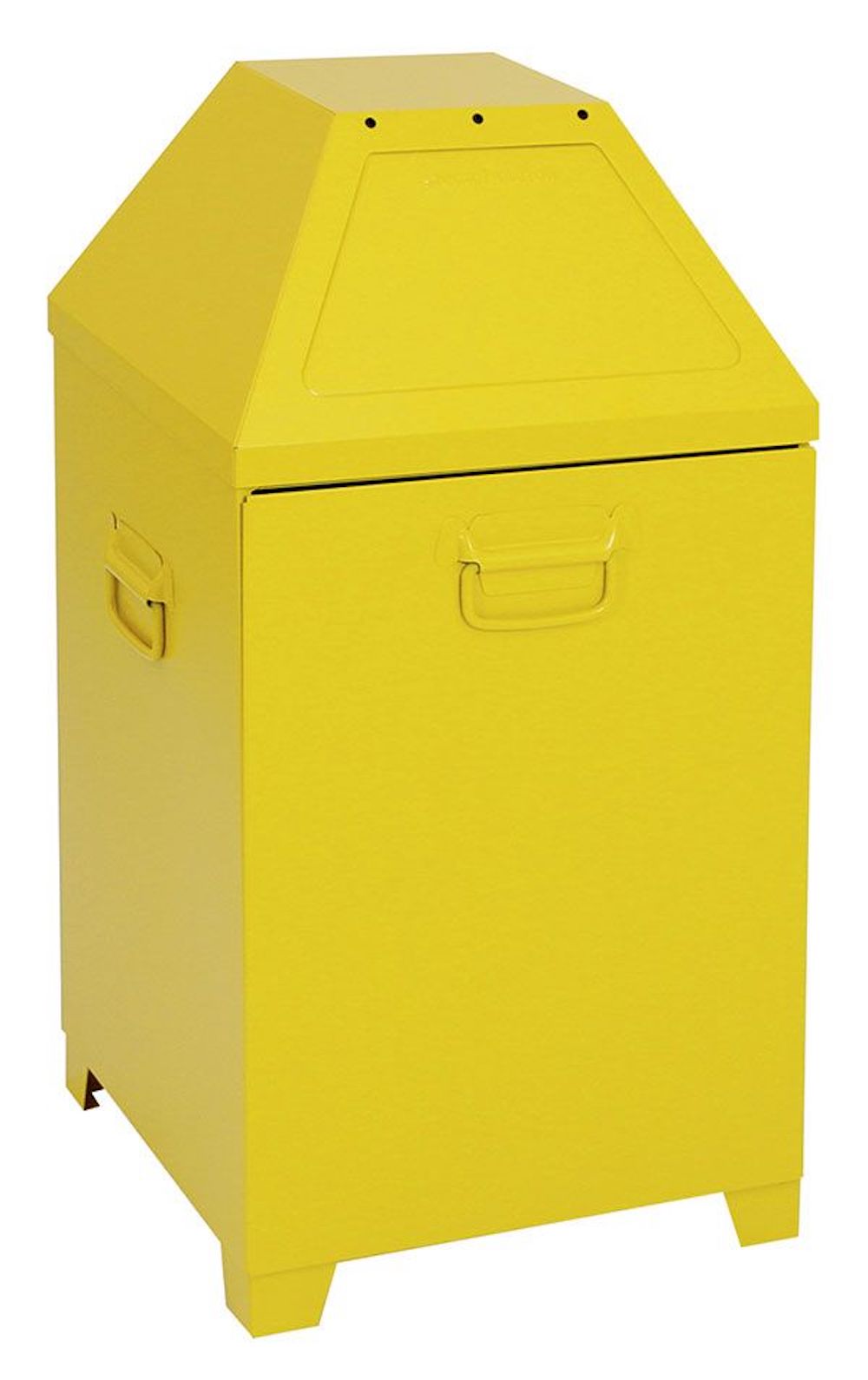 Abfallbehälter mit selbstschließenden Doppel-Einwurfklappen | 95 Liter, HxBxT 87x45x45cm | Kopfelement abnehmbar | Signalgelb