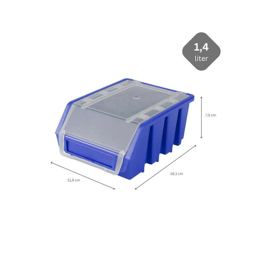 SuperSparSet 40x Sichtlagerbox 2 mit Deckel | HxBxT 7,5x11,6x16,1cm | Polypropylen | Blau