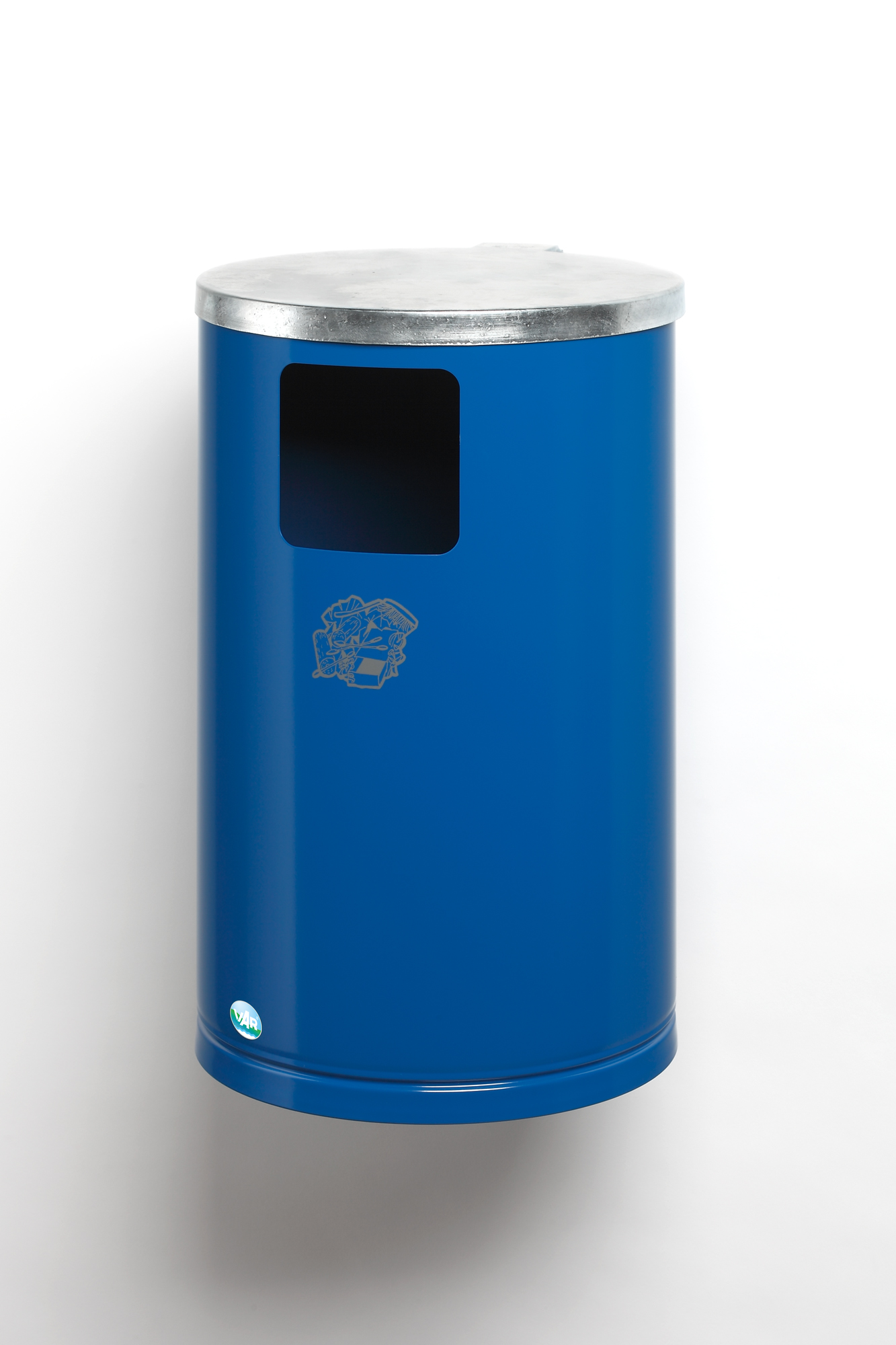 Abfallsammler zur Wand- oder Rohrbefestigung | 30 Liter, HxBxT 62x30x30cm | Verzinkter Stahl | Blau