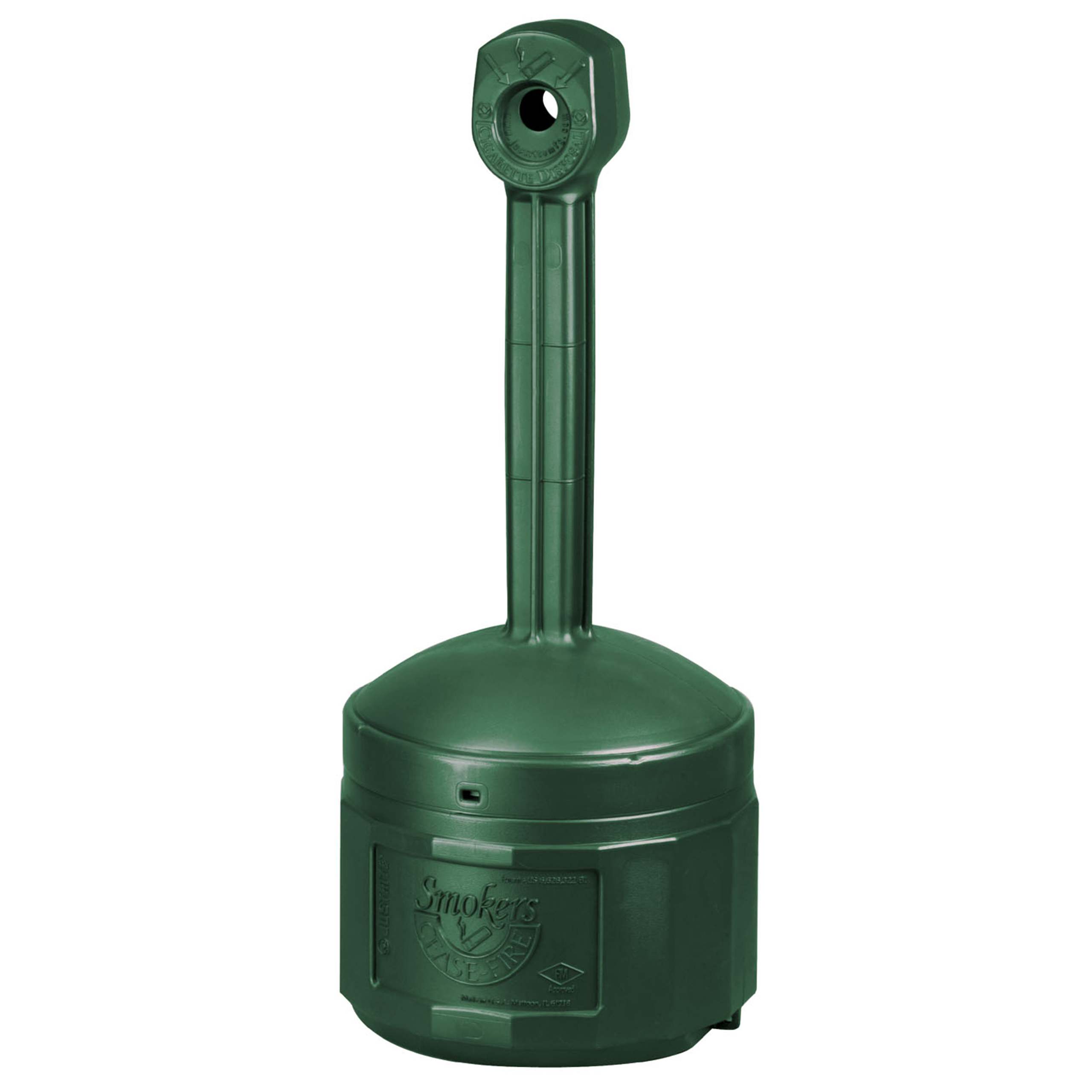 Justrite Sicherheits-Standascher aus Kunststoff Original Smoker Cease Fire® | 15 Liter Innenbehälter, selbstlöschend | HxB 98x42cm | Grün