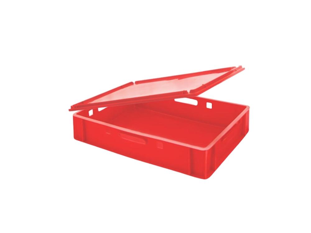 Eurobehälter Fleischerkasten E1 mit Auflagendeckel | HxBxT 12,5x40x60cm | 25 Liter | Rot | Fleischerkiste, Fleischkiste, Metzgerkiste, Fleischbehälter