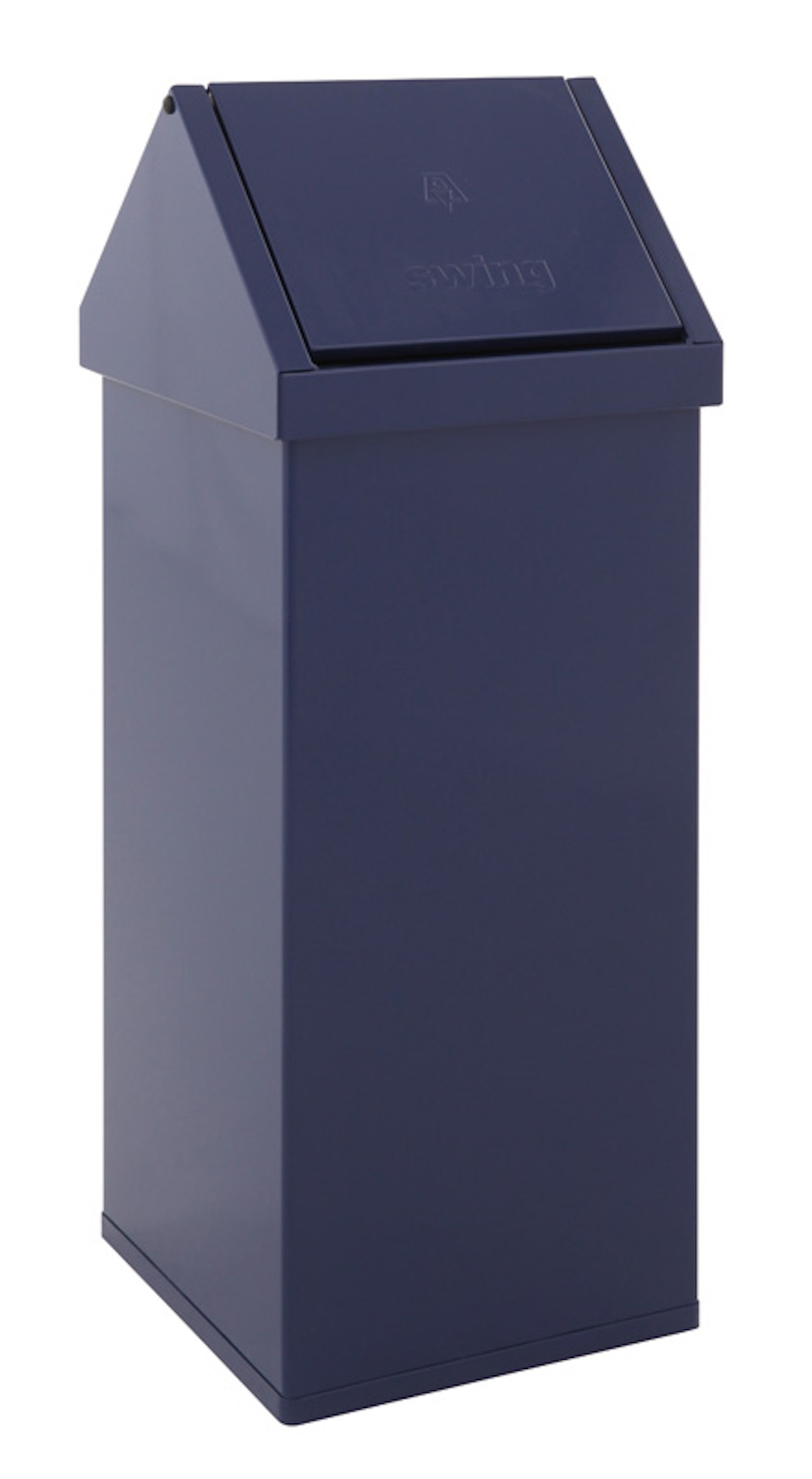 Eckiger Aluminium Abfallbehälter Haiti mit Swingdeckel | 110 Liter, HxBxT 100x36x36cm | Blau