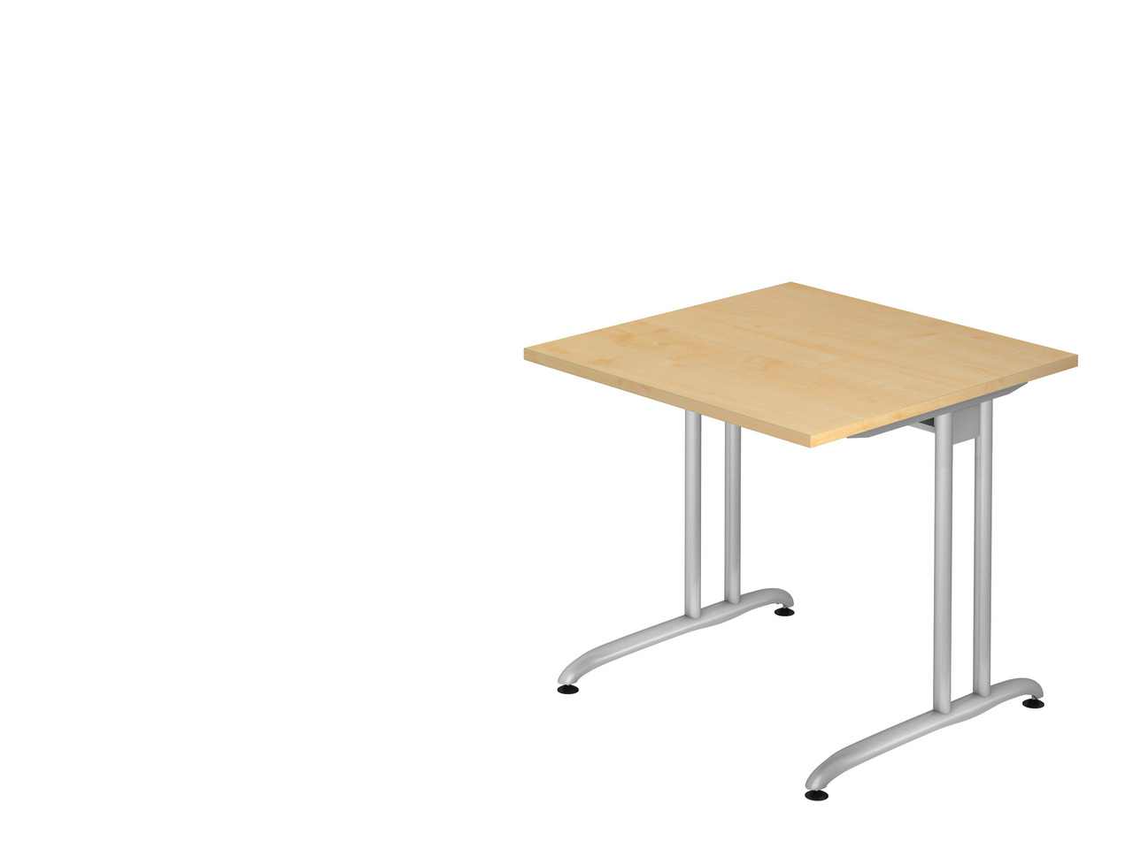 Schreibtisch Markku | Ahorn | BxT 80x80cm | Arbeitshöhe 72cm | höhenjustierbar 0-10 mm | C-Fuß-Gestell Silber | Rechteckform