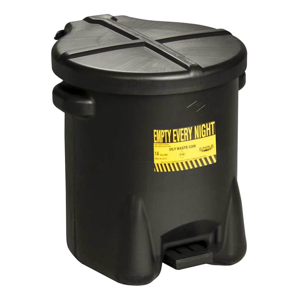 Eagle Poly-Abfalleimer Sicherheits-Entsorgungsbehälter mit Pedalöffnung | 53 Liter | Hart-Polyethylen | Schwarz