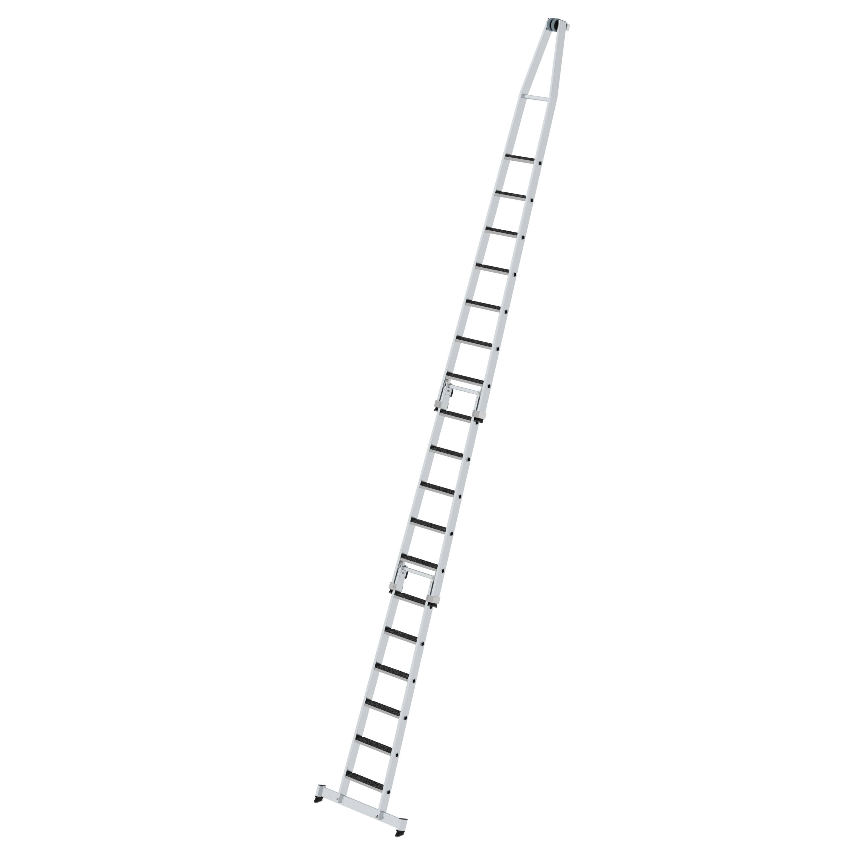 Stufen-Glasreinigerleiter-Satz mit nivello®-Traverse und clip-step R13 Kombi mit 2 Unterteilen