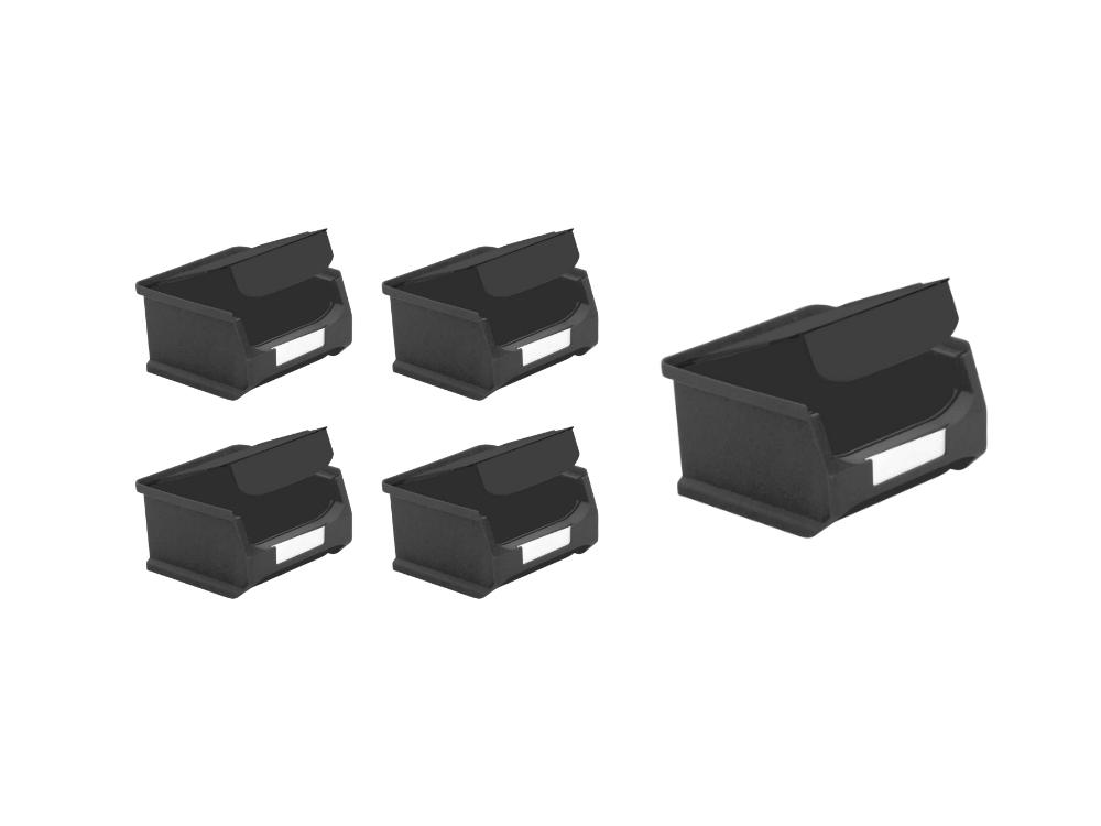 SparSet 5x Leitfähige Sichtlagerbox 1.0 mit Abdeckung | HxBxT 6x10x10cm | 0,4 Liter | ESD, Sichtlagerbehälter, Sichtlagerkasten, Sichtlagerkastensortiment, Sortierbehälter