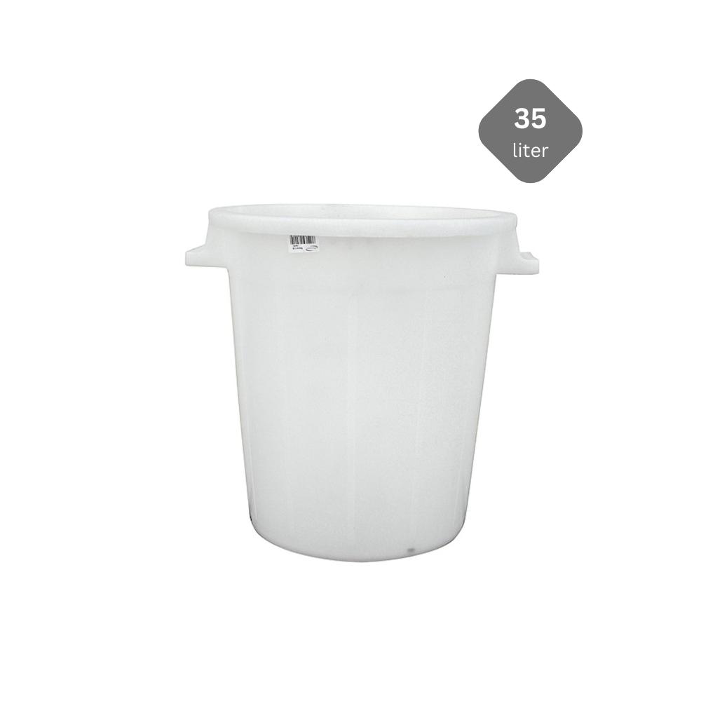 SuperSparSet 10x Kunststoffbehälter mit Deckel weiß 35 Liter, Mehrzweckfass, Kunststoffbehälter, Tonne, Universaltonne