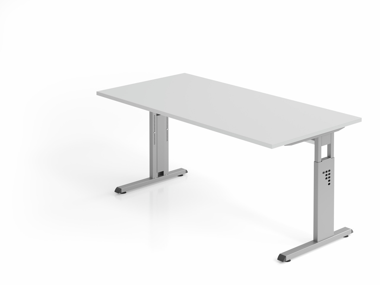 Sitz-Steh-Schreibtisch Juhani | Grau | Breite 160cm | Höhe 65-85cm | stufenlos höhenverstellbar | Rechteckform