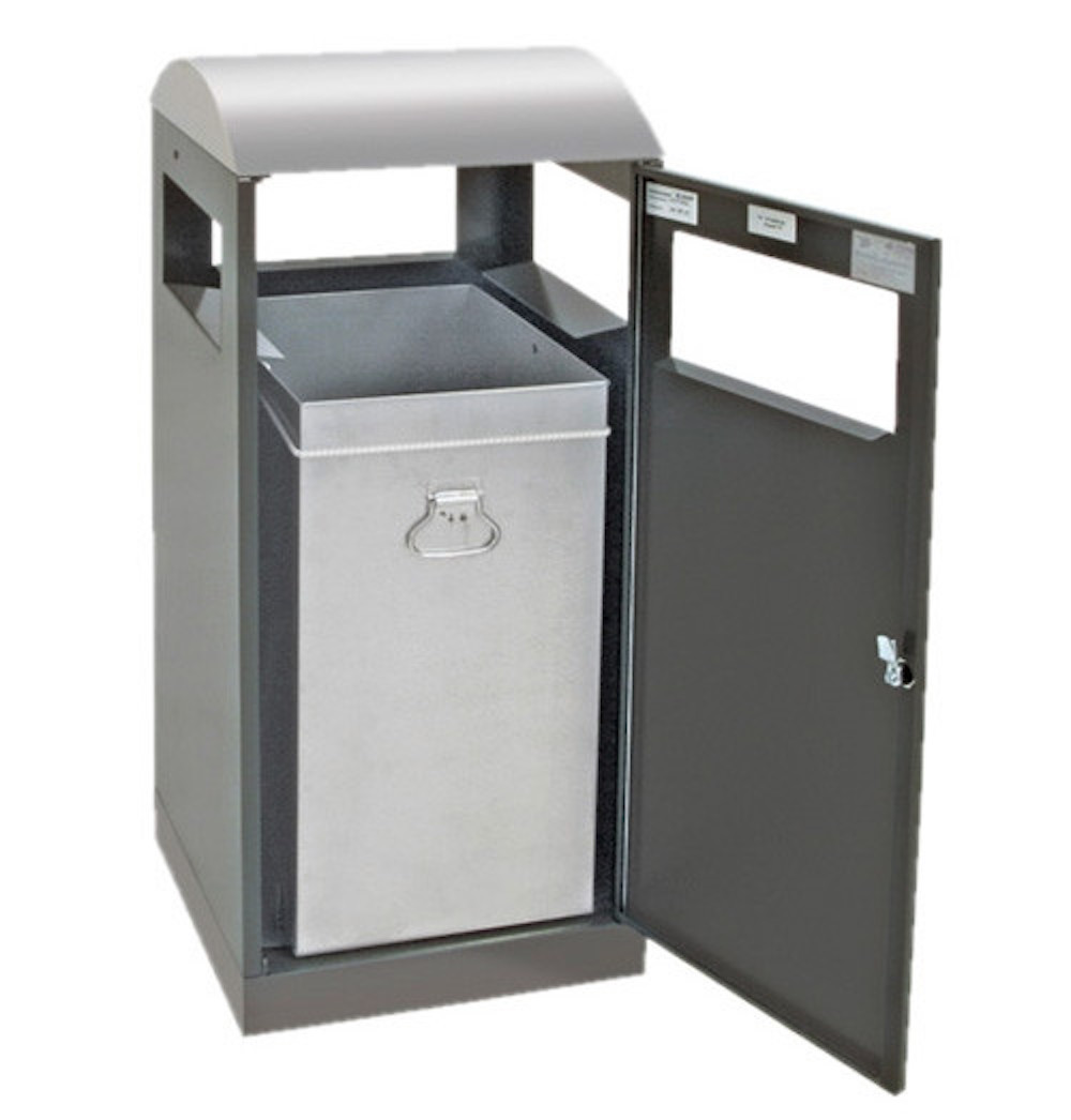 Abfallbehälter für Außenbereiche mit verzinktem Innenbehälter | 90 Liter, HxBxT 106x45x45cm | Brandschutzklasse A1 | Anthrazitgrau