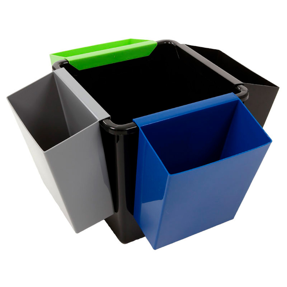 Viereckiger kegelförmiger Papierkorb | 27 Liter, HxBxT 36x34x34xm | Kunststoff | Schwarz