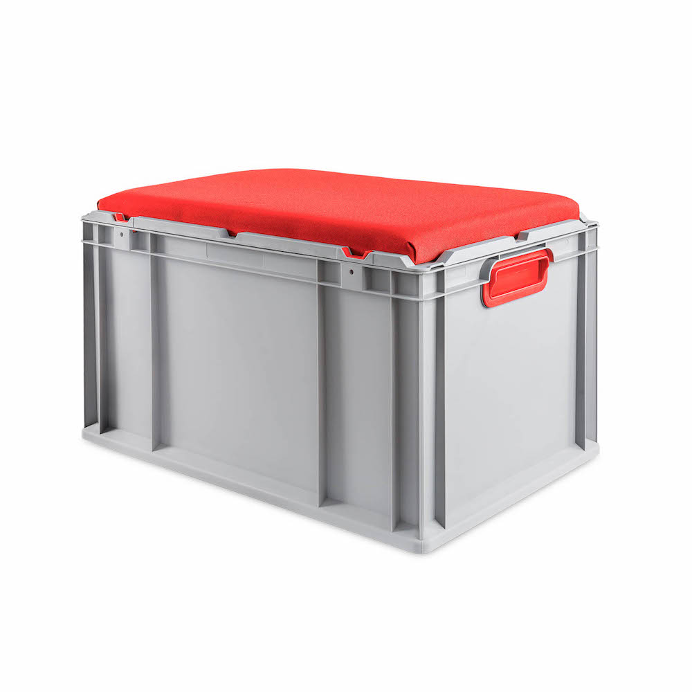 Eurobox NextGen Seat Box Rot | HxBxT 36,5x40x60cm | 65 Liter | Griffe geschlossen | Eurobehälter, Sitzbox, Transportbox, Transportbehälter, Stapelbehälter