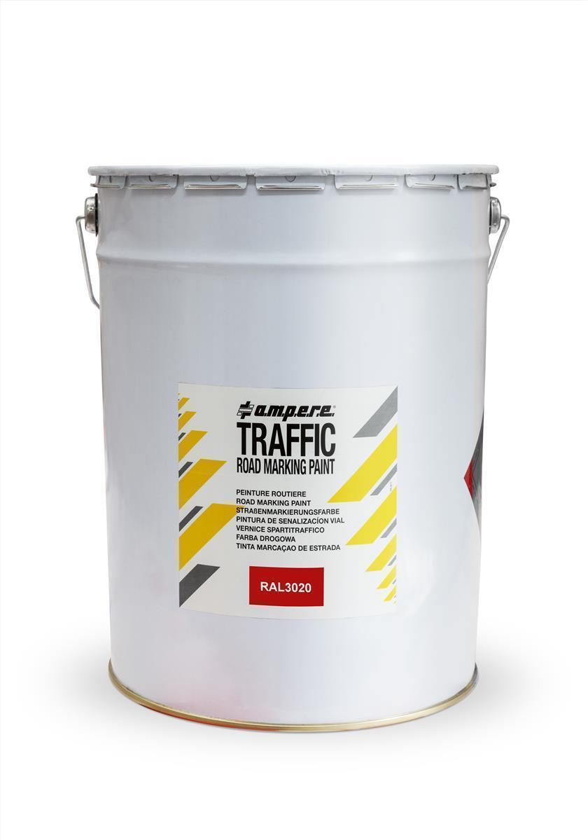 AMPERE 3x 25kg Straßenmarkierungsfarbe TRAFFIC ROAD MARKING PAINT PLUS | Zur professionellen Markierung von Straßen aus Beton & Asphalt |75kg | Rot