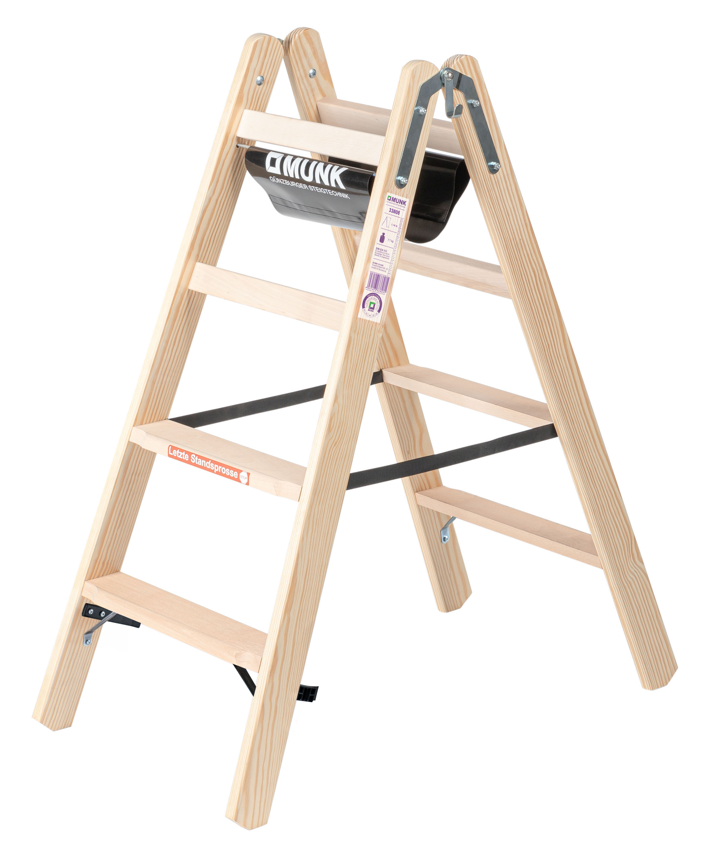 Stufen-Stehleiter Holz beidseitig begehbar 2x4 Stufen