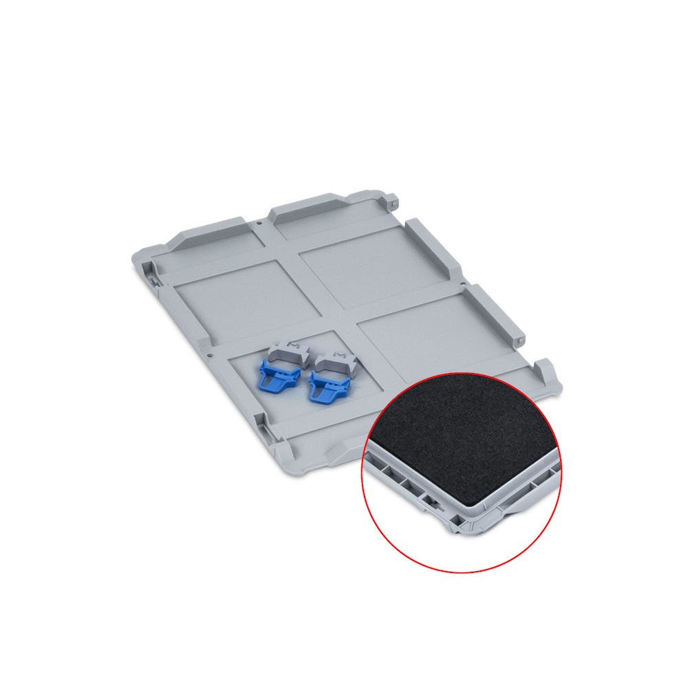 SparSet 10x Scharnierdeckel Set Eurobox NextGen mit Schaumstoff und 2 blaue Schiebeschnappverschlüsse | BxT 30x40cm | Eurobehälter, Transportbox, Transportbehälter, Stapelbehälter