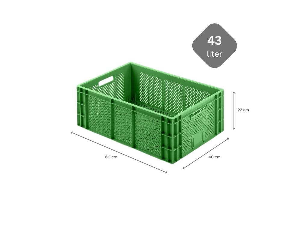 SparSet 10x Eurobehälter Obst- und Gemüsekasten | HxBxT 22x40x60cm | 43 Liter | Grün | Obst-Gemüsekiste, Obstkorb, Transportbox