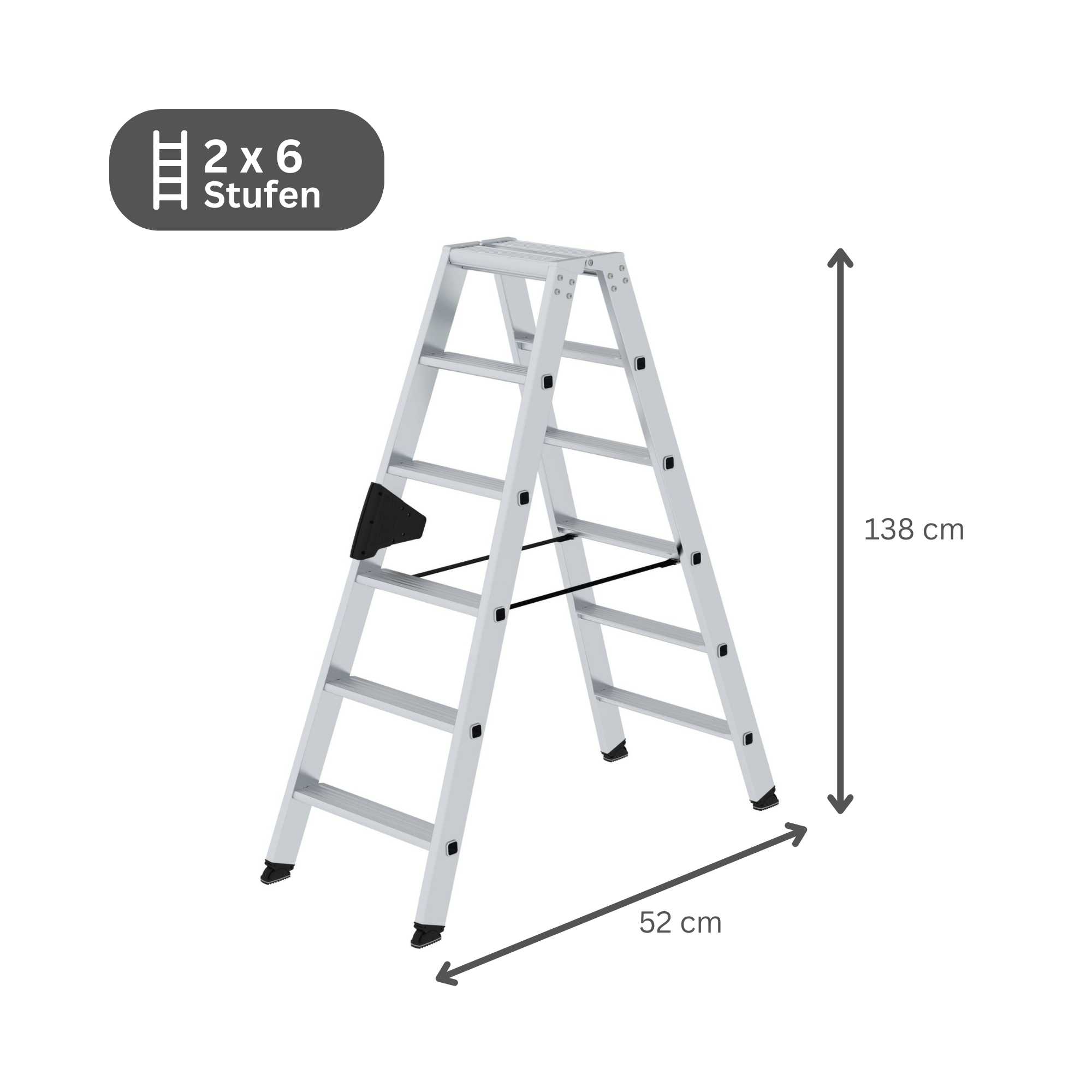 Stufen-Stehleiter beidseitig begehbar 2x6 Stufen