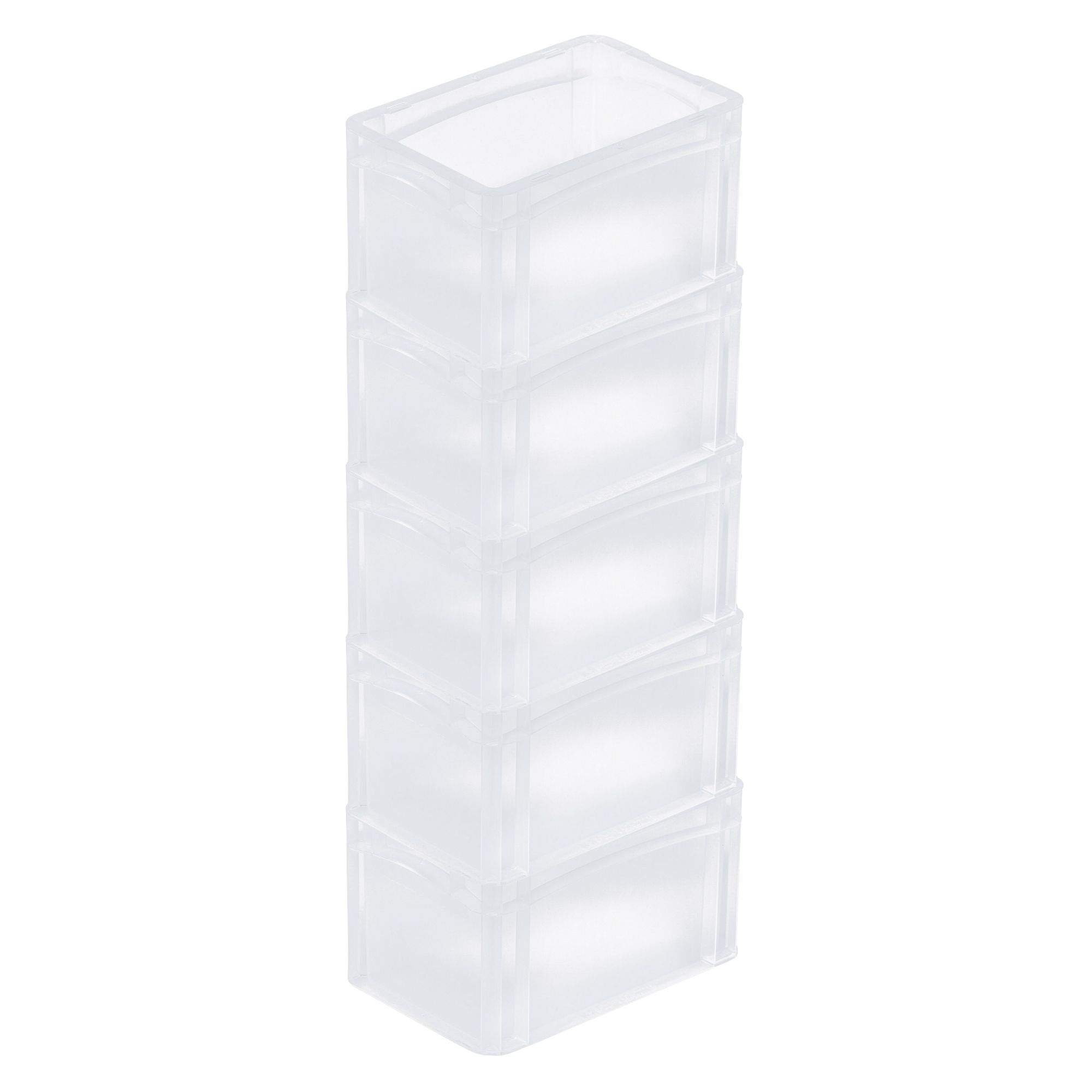 Transparenter Eurobehälter BasicLine mit geschlossenem Griff | HxBxT 17x20x30cm | 7,2 Liter | Eurobox, Transportbox, Transportbehälter, Stapelbehälter