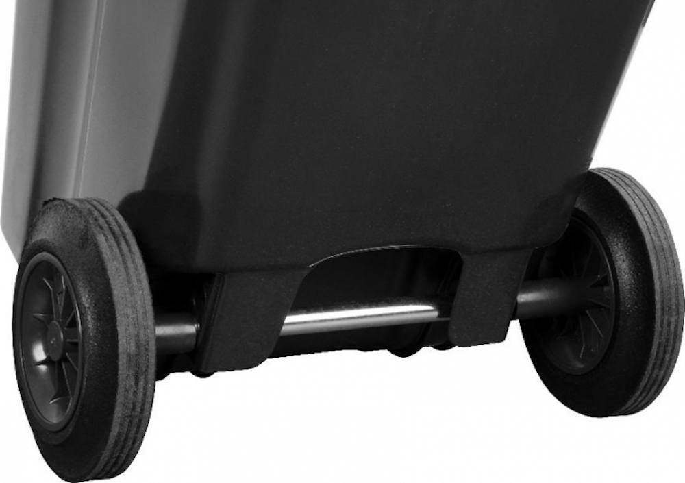 PROREGAL 2-Rad-Mülltonne MGB | HDPE-Kunststoff | HxBxT 94,5x48x54cm | 120 Liter | Grau/Schwarz