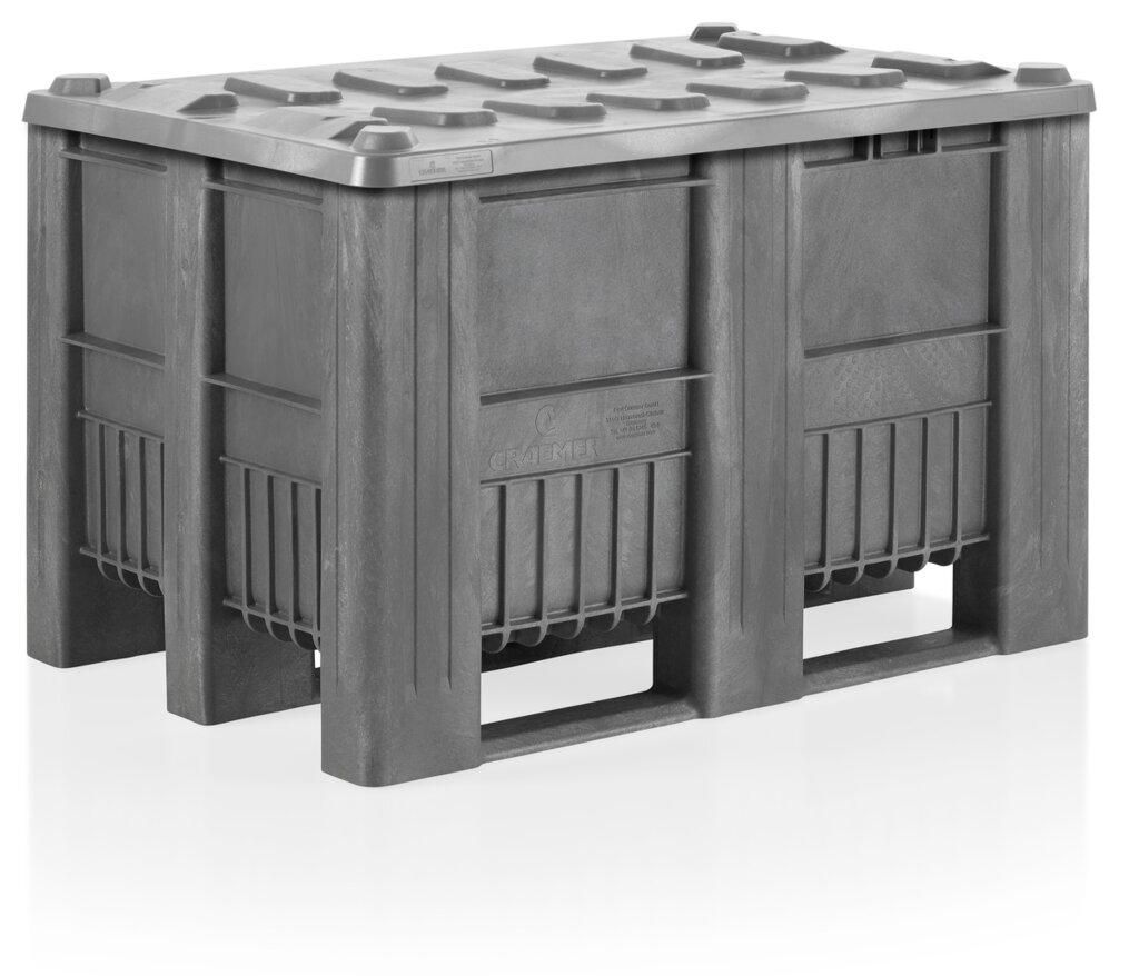 Deckel für Palettenbox Euromaß | HxBxT 6,3x124x84cm | Polyethylen | Hellgrau