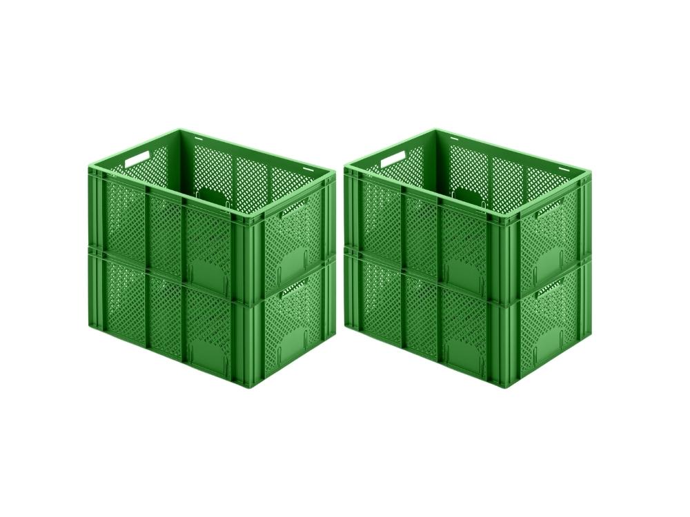 SuperSparSet 4x Eurobehälter Obst- und Gemüsekasten | HxBxT 27,4x40x60cm | 54 Liter | Grün | Obst-Gemüsekiste, Obstkorb, Transportbox