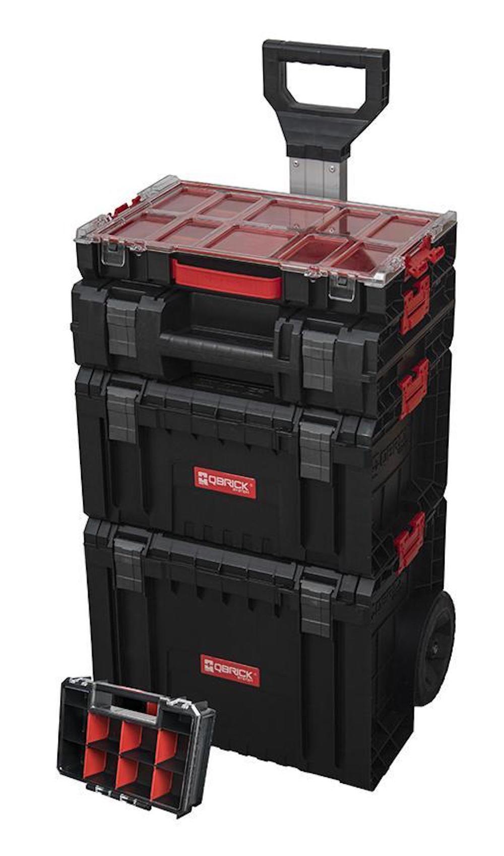 Organizer-Wagen Qbrick® System Pro mit Werkzeugkasten, Werkzeugkoffer, Werkzeugkoffer Wagen & 2x Organizer