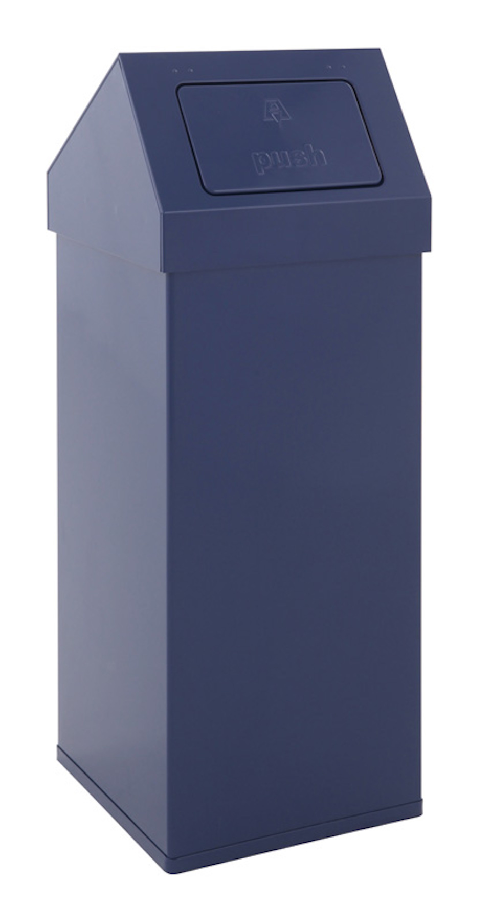 Eckiger Aluminium Abfallbehälter Haiti mit Push-Deckel | 110 Liter, HxBxT 100x39x39cm | Blau