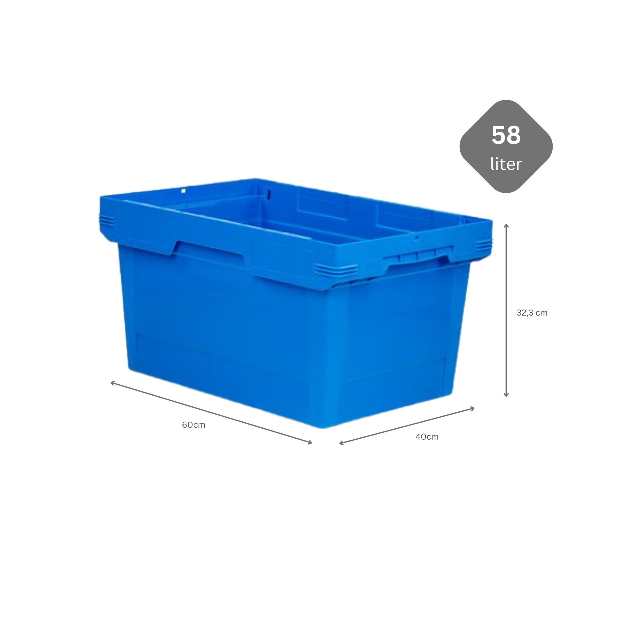 SparSet 5x Conical Mehrweg-Stapelbehälter Blau | HxBxT 32,3x40x60cm | 58 Liter | Lagerbox Eurobox Transportbox Transportbehälter Stapelbehälter