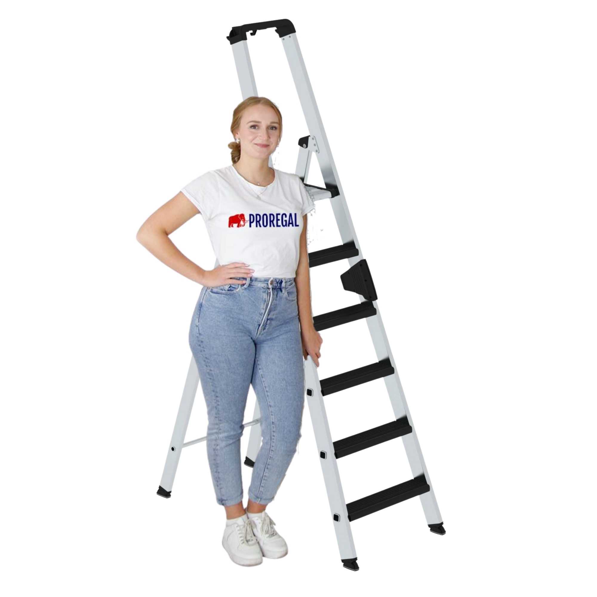 Stufen-Stehleiter einseitig begehbar mit clip-step relax 6 Stufen