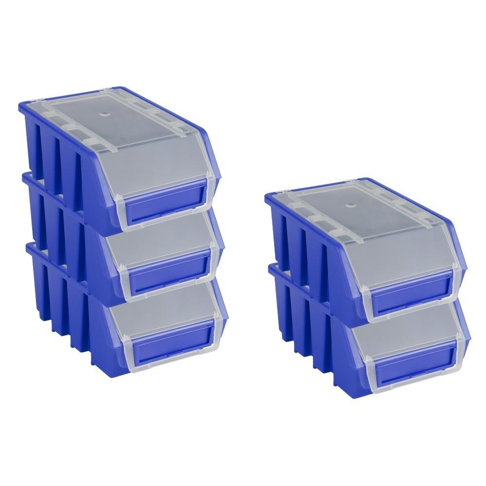 SuperSparSet 5x Sichtlagerbox 2 mit Deckel | HxBxT 7,5x11,6x16,1cm | Polypropylen | Blau