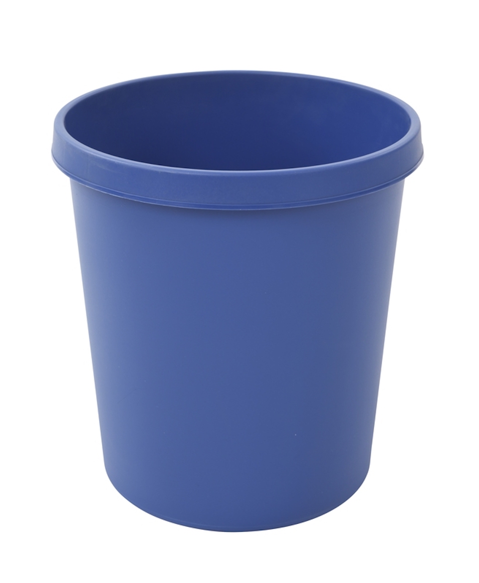 Klassischer runder Kunststoff Papierkorb | 18 Liter, HxBxT 32x31x31cm | Blau