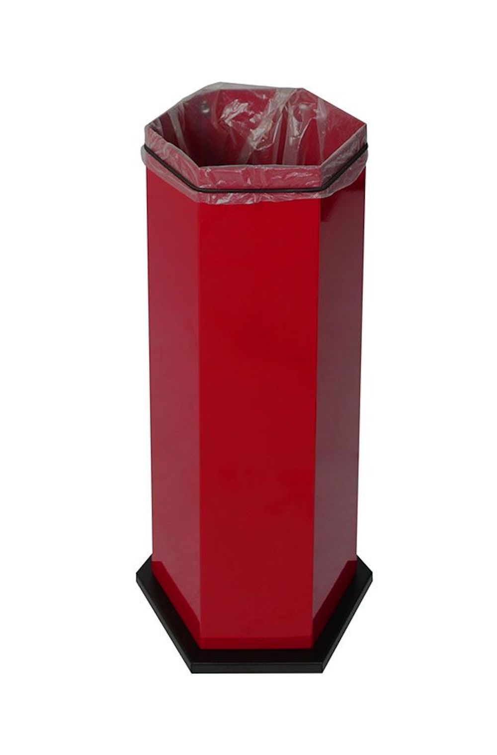 Abfallsammler mit Edelstahl-Einwurfklappe & Touchless-Öffnungsautomatik | 45 Liter, HxBxT 83x33x38cm | inkl. Ladegerät | Rubinrot