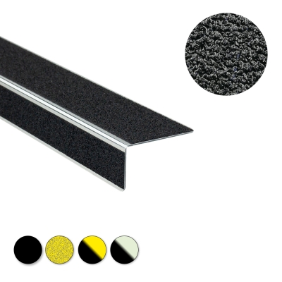 Antirutsch-Treppenkantenprofil für den Innenbereich | Thin Line | Rutschklasse R10 Soft | Trittfläche 10cm, TxL 10x100cm | Gelb/Schwarz