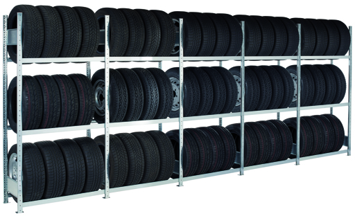 Schulte Reifenregal, Container-Regalset für 40-Fuß-Container | HxBxT 200x1175x40cm | 3 Reifenebenen | Verzinkt