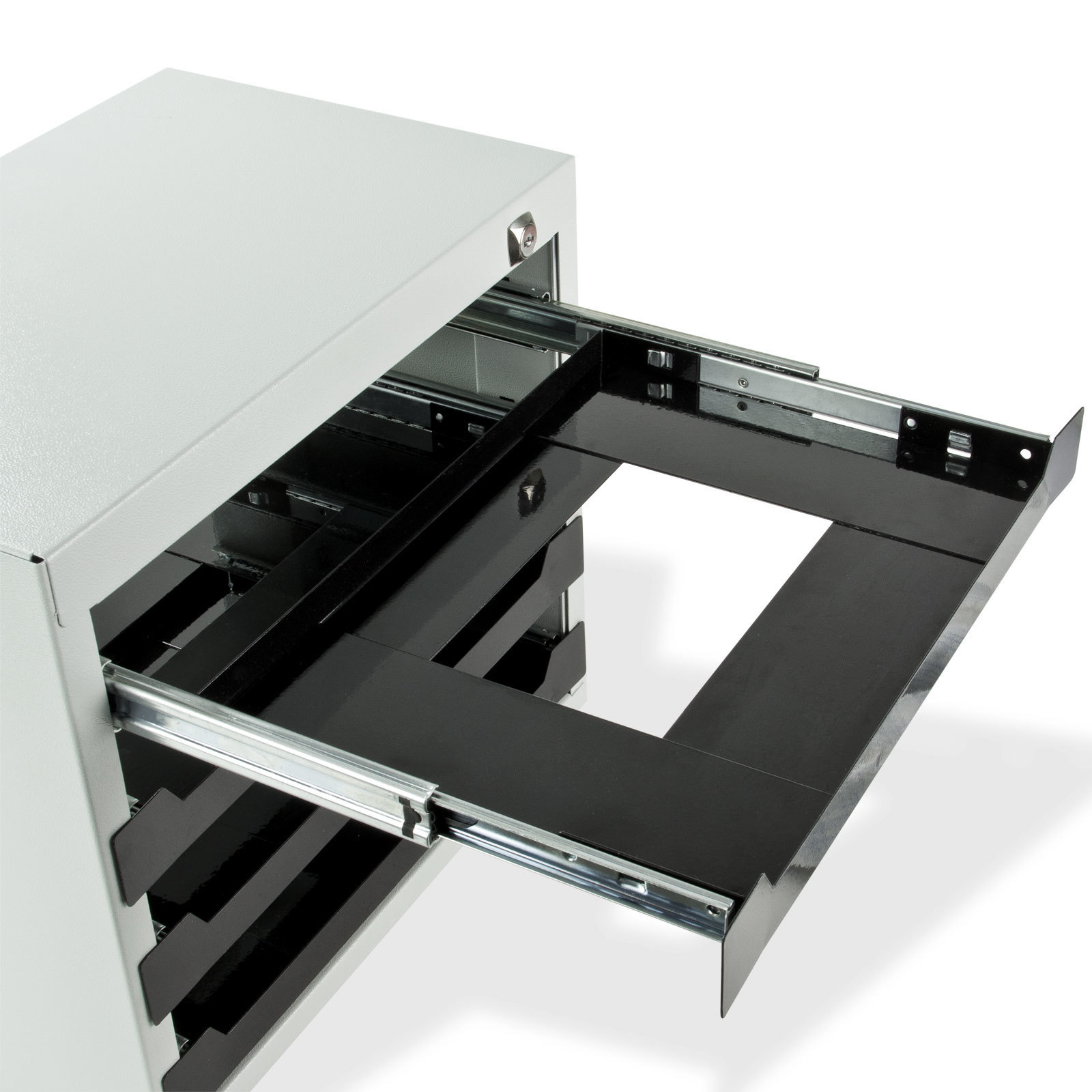Stahlblechkasten-Tresor für 4 Schubladen | HxBxT 35,3x40x26cm | Lichtgrau/Tiefschwarz