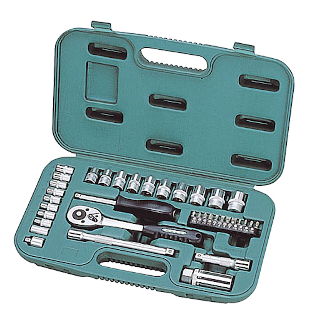 Werkzeug- und Steckschlüsselsatz METAL | 37 Teile | 1/4" + 3/8" (9-19mm) | Werkzeug, Werkzeugkoffer, Werkzeugkasten, Werkzeugsatz