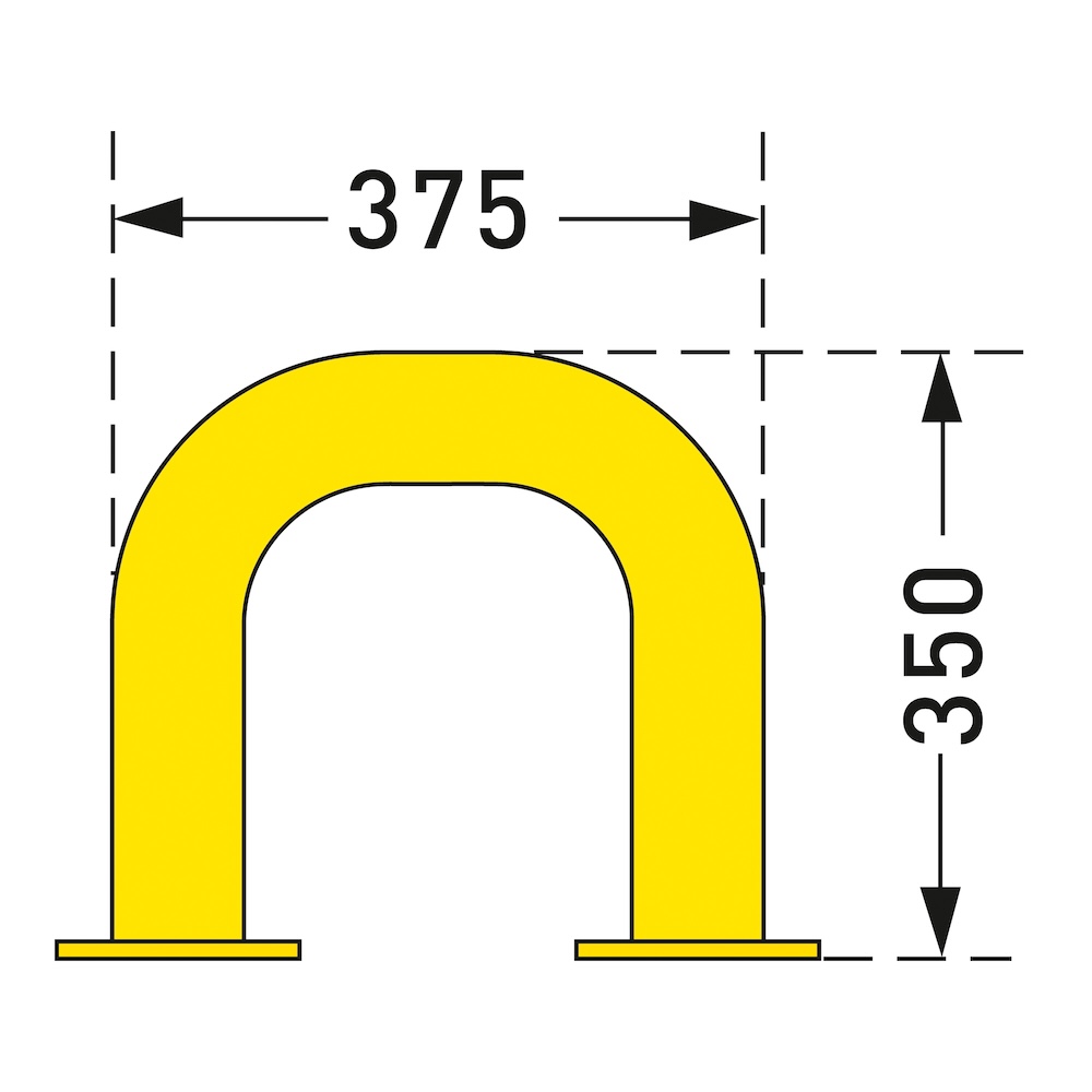 Rammschutz-Bügel | HxB 35x37,5cm | Rohr-Ø 7,6cm | Feuerverzinkter & kunststoffbeschichteter Stahl | Gelb