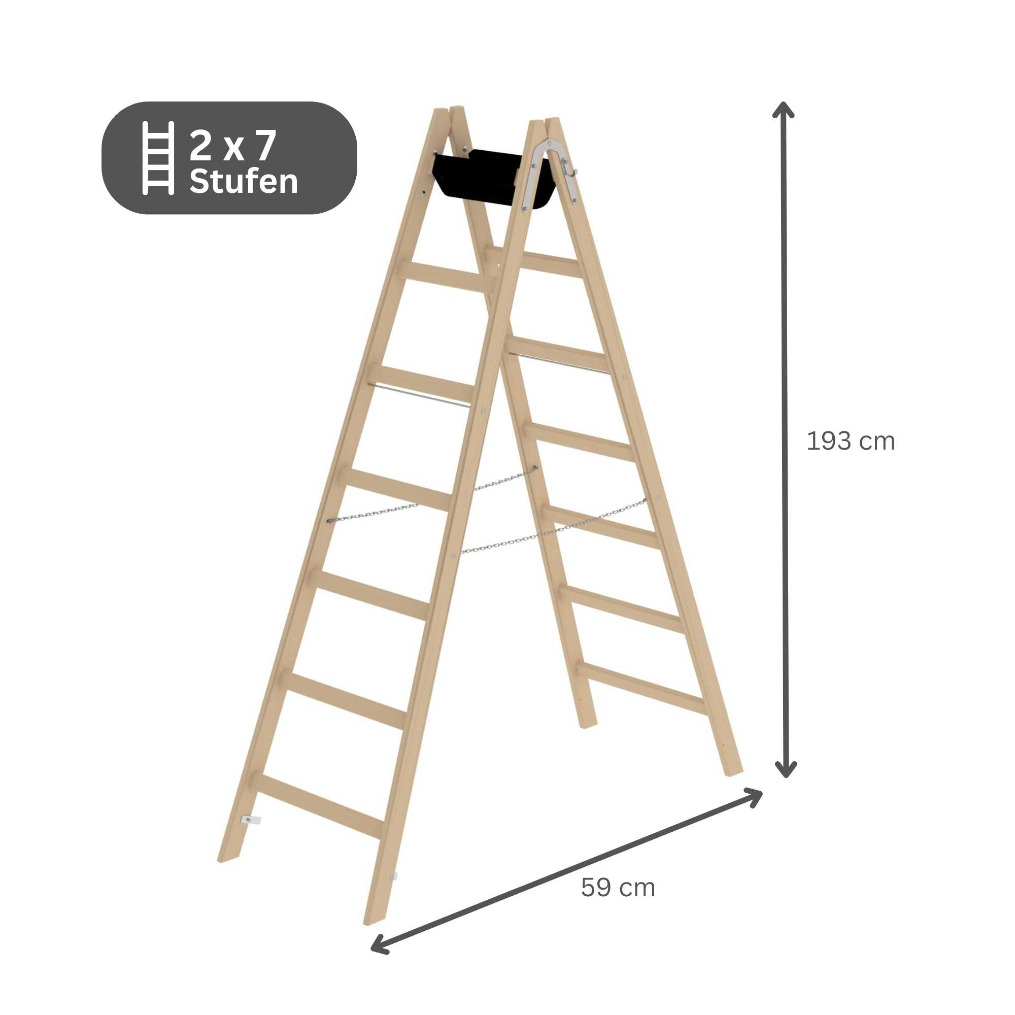 Sprossen-Stehleiter Holz 2x7 Sprossen