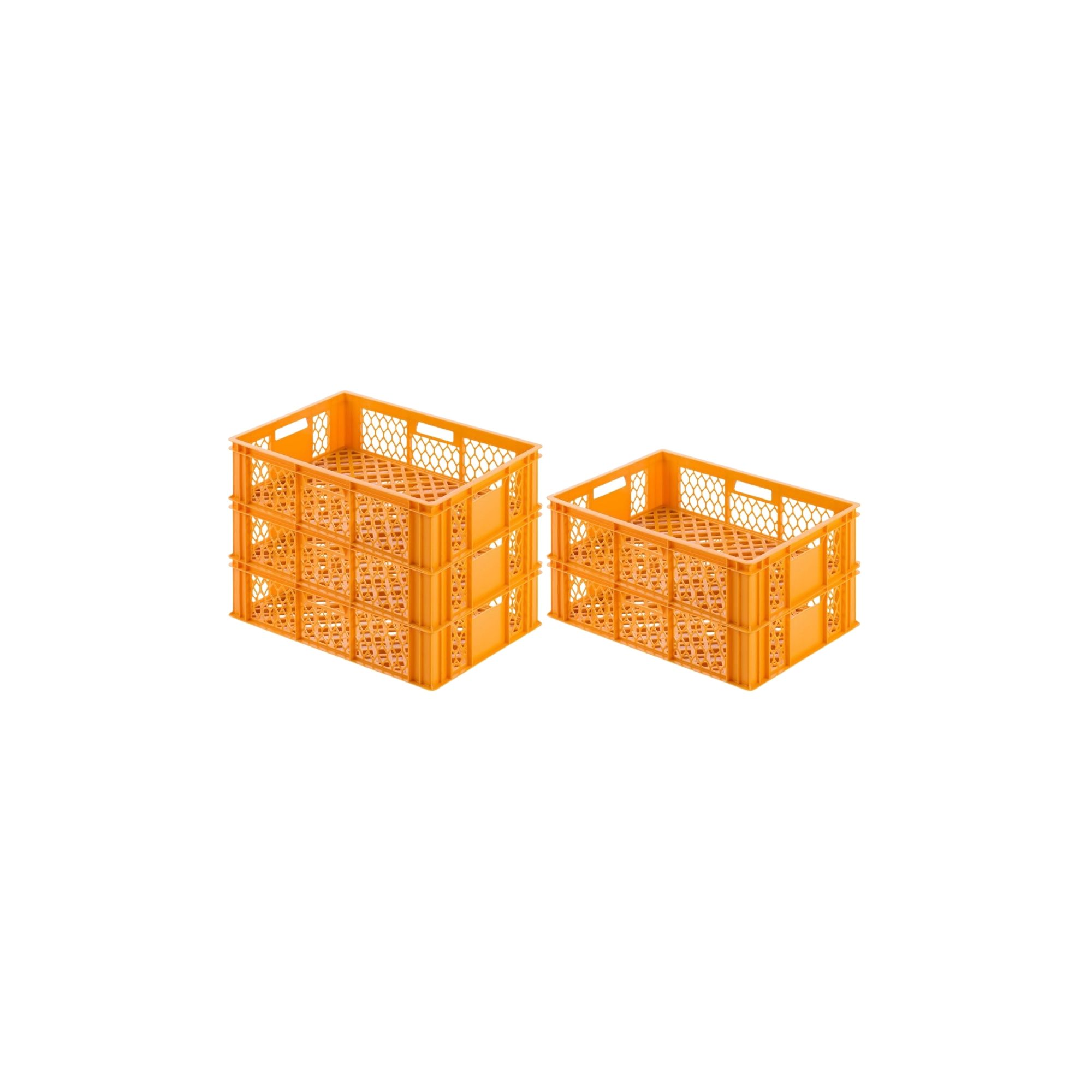 SuperSparSet 5x Eurobehälter Bäcker- & Konditorenkasten | HxBxT 17,1x40x60 | 33 Liter | Gelb-Orange | Brötchenkiste, stapelbare Bäckerkiste