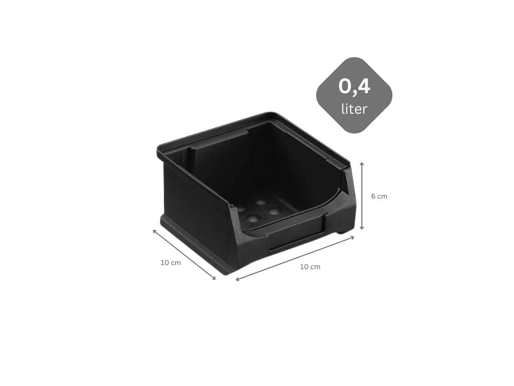 Leitfähige Sichtlagerbox 1.0 | HxBxT 6x10x10cm | 0,4 Liter | ESD, Sichtlagerbehälter, Sichtlagerkasten, Sichtlagerkastensortiment, Sortierbehälter